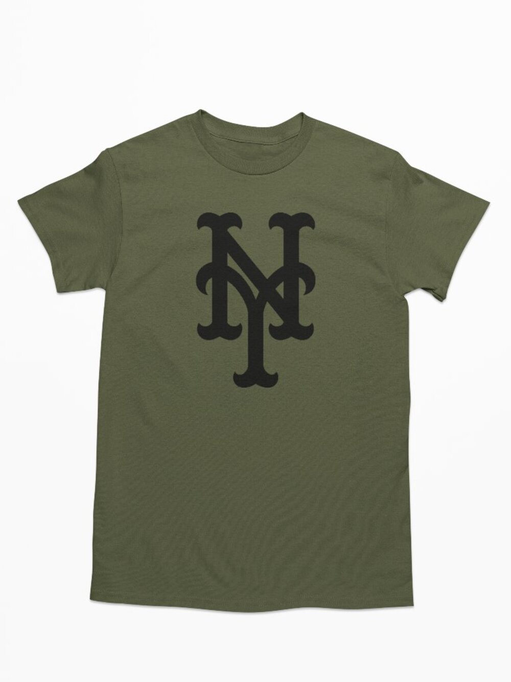 NEW York Mets NY Monogram Logo T-Shirt MILITARY ARMY GREEN